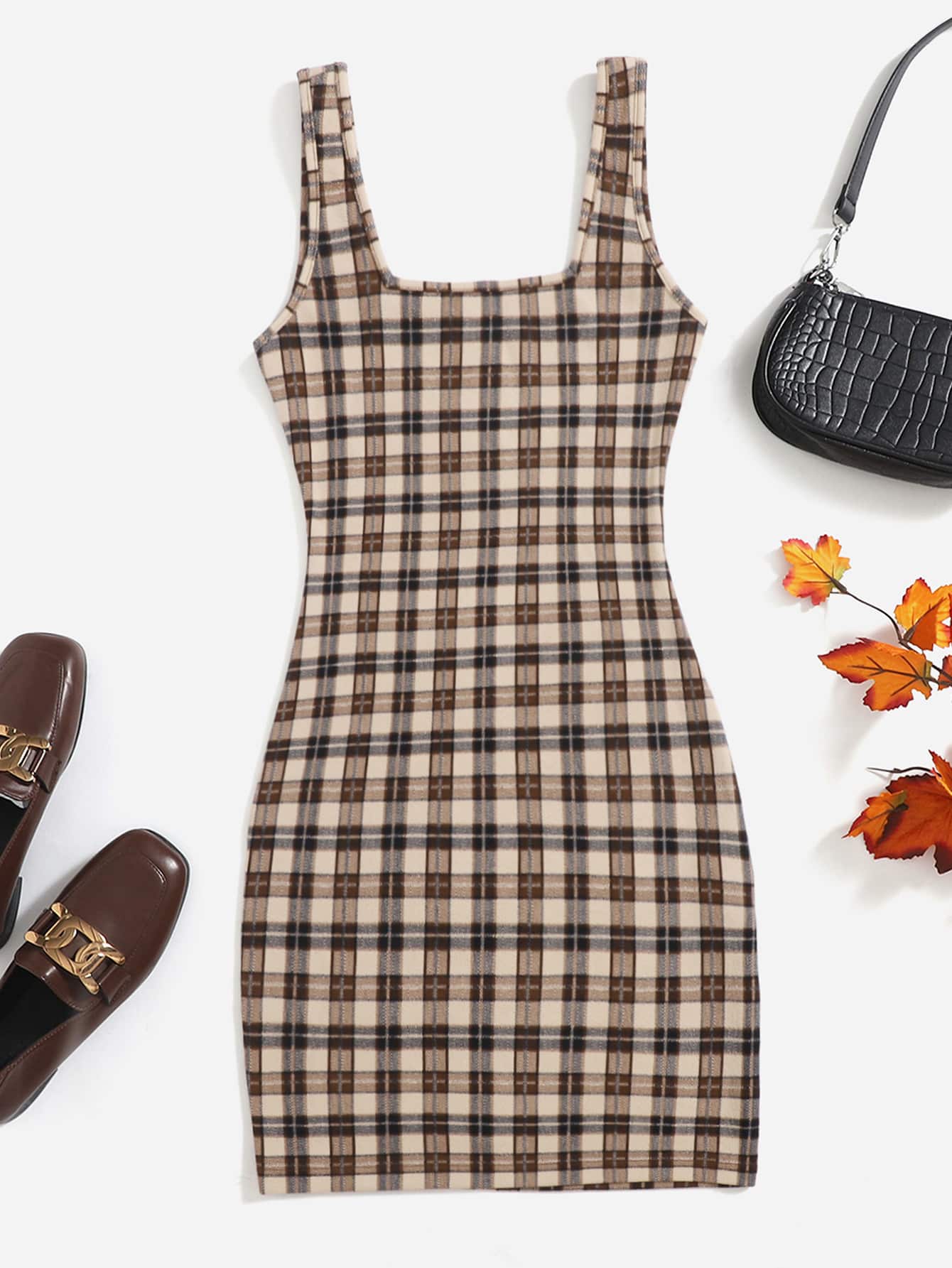 EZwear Plaid Print Cami Dress,Tea Party Dress,Summer Dresses For Women