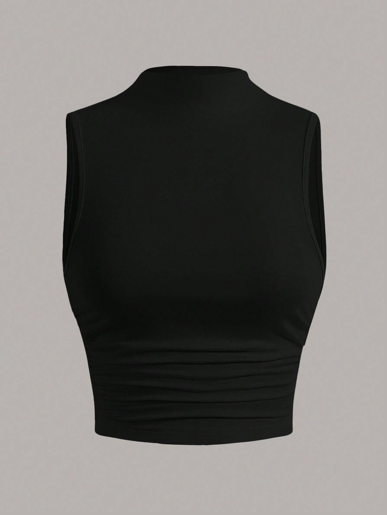 EZwear Summer Going Out Mock Neck Ruched Side White Summer Tank Top