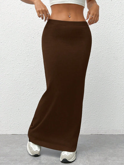 EZwear Women's Knit Tight-Fit Knee-Length Skirt