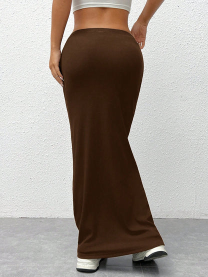 EZwear Women's Knit Tight-Fit Knee-Length Skirt