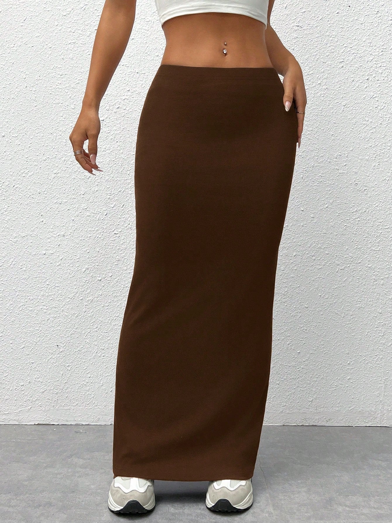 EZwear Women's Knit Tight-Fit Knee-Length Skirt
