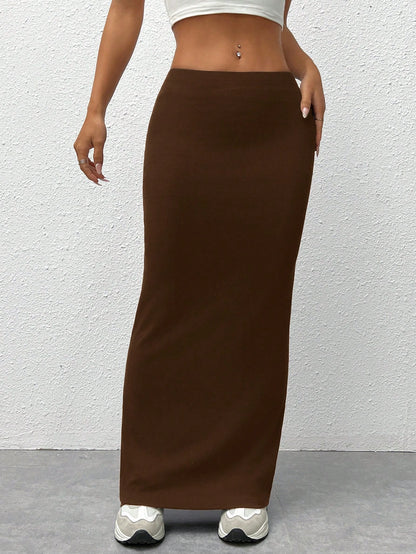 EZwear Women's Knit Tight-Fit Knee-Length Skirt