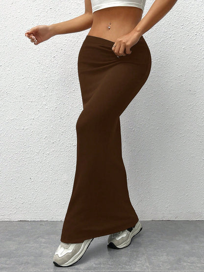 EZwear Women's Knit Tight-Fit Knee-Length Skirt