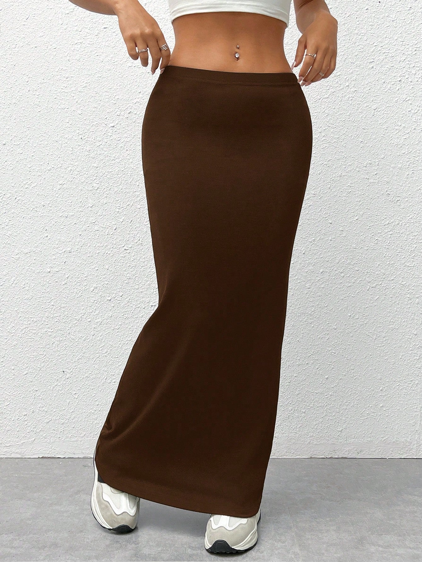 EZwear Women's Knit Tight-Fit Knee-Length Skirt