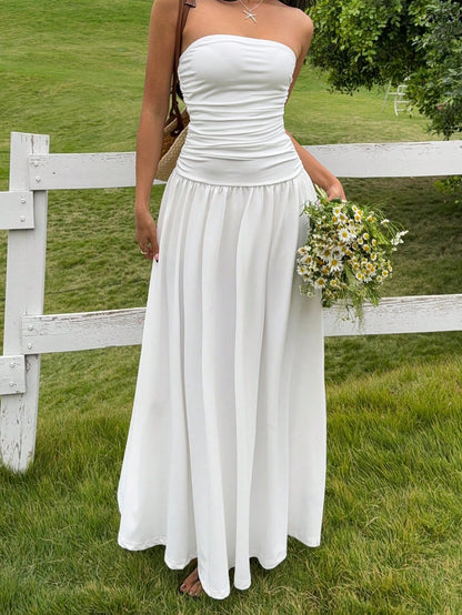 EZwear Women's Long Soli D Color Dress, M I Nim Alist R O Mant Ic Ele G Ant F Ash I Onab Le, Sui Table F Or Summe R, Tea P Arty V Ac Atio N Wedd Ing W H It E