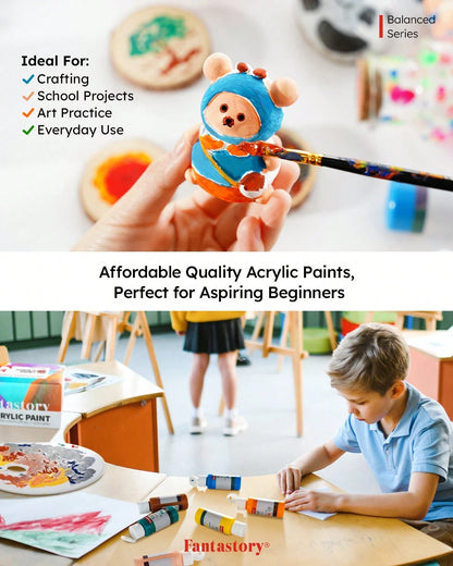 Fantastory Acrylic Paint Set (24 X 2 Oz ) With 12 Brushes – Fade-Resistant, Waterproof Christmas Acrylic Paints For Glass, Canvas, Wood, Ceramics, Models – Ideal For Beginners, Art Students, Hobby Art