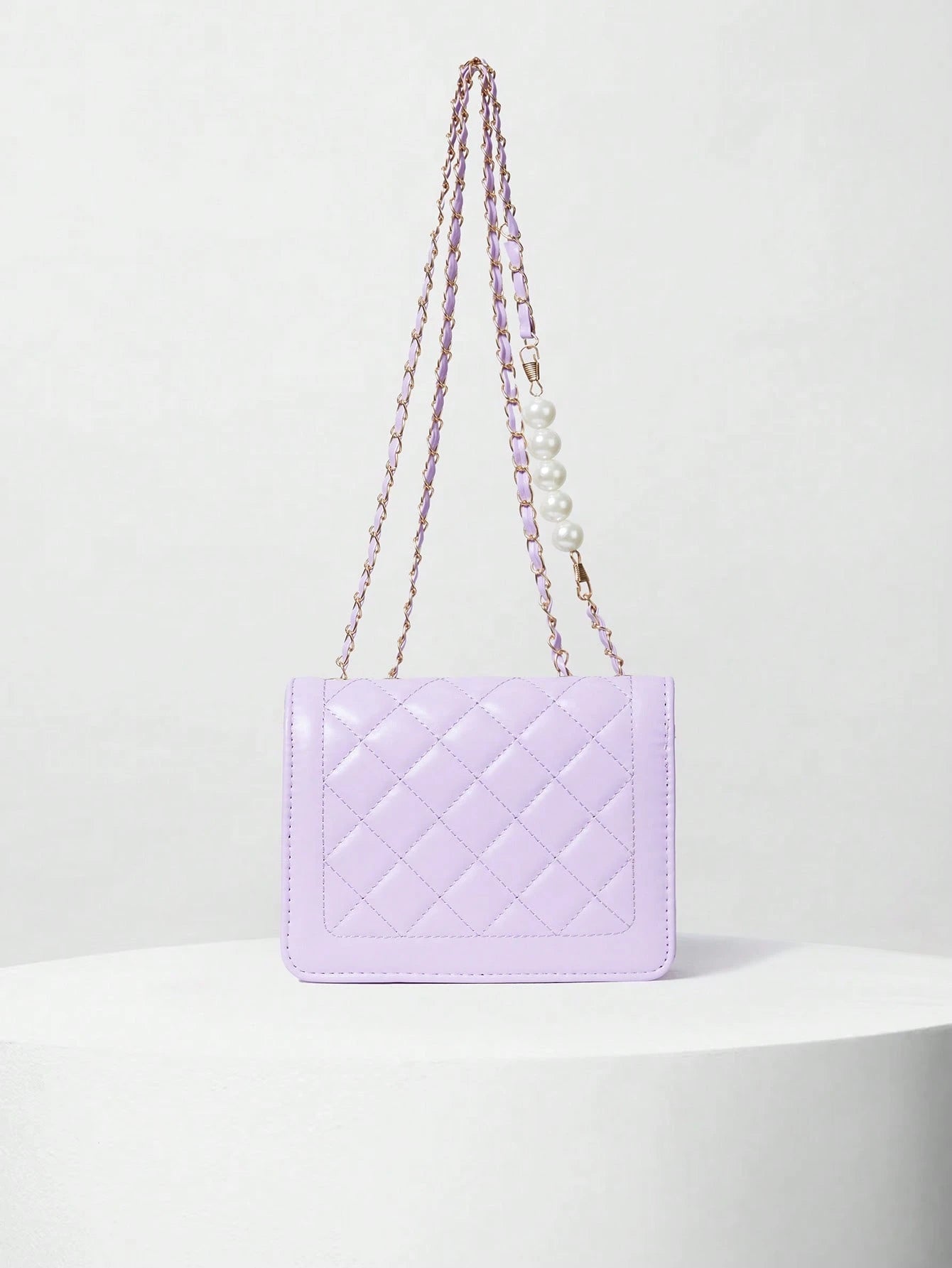 Fashionable Embroidery Thread Small Square Bag With Pearl Chain Strap, Mini Flap Shoulder & Crossbody Bag For Women Winter Gifts