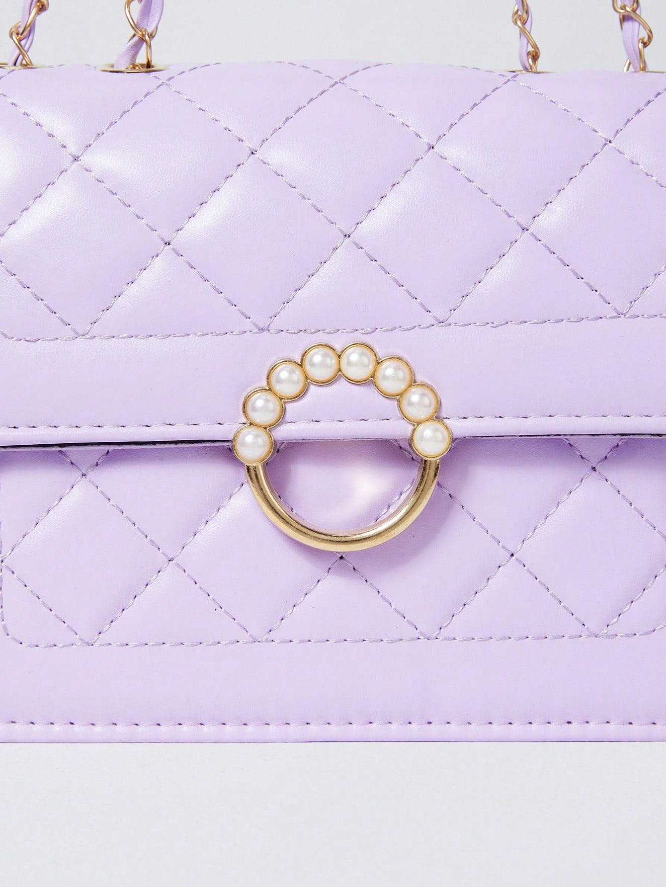 Fashionable Embroidery Thread Small Square Bag With Pearl Chain Strap, Mini Flap Shoulder & Crossbody Bag For Women Winter Gifts