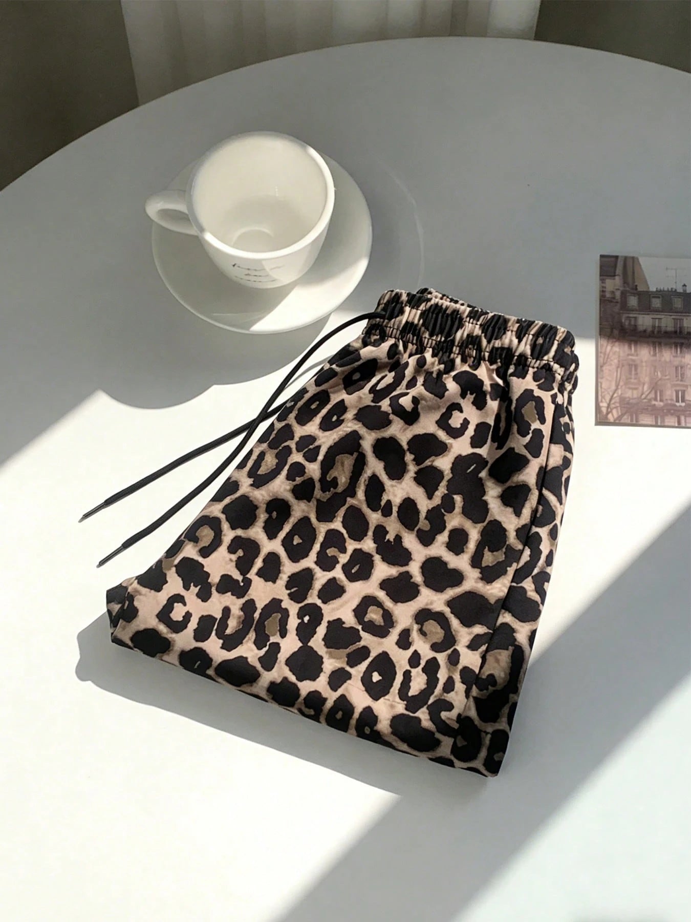 Fashionable Leopard Animal Print Women's Summer Shorts, High Waist Drawstring Casual Beach Pants, Y2K Cute Nightclub Outfit Sports