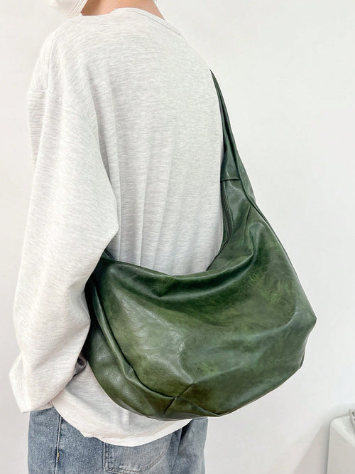 Fashionable Retro Casual Crossbody Bag Large Capacity One Shoulder Tote Hobo Bag Men's Personalized Commute Travel Student Bag