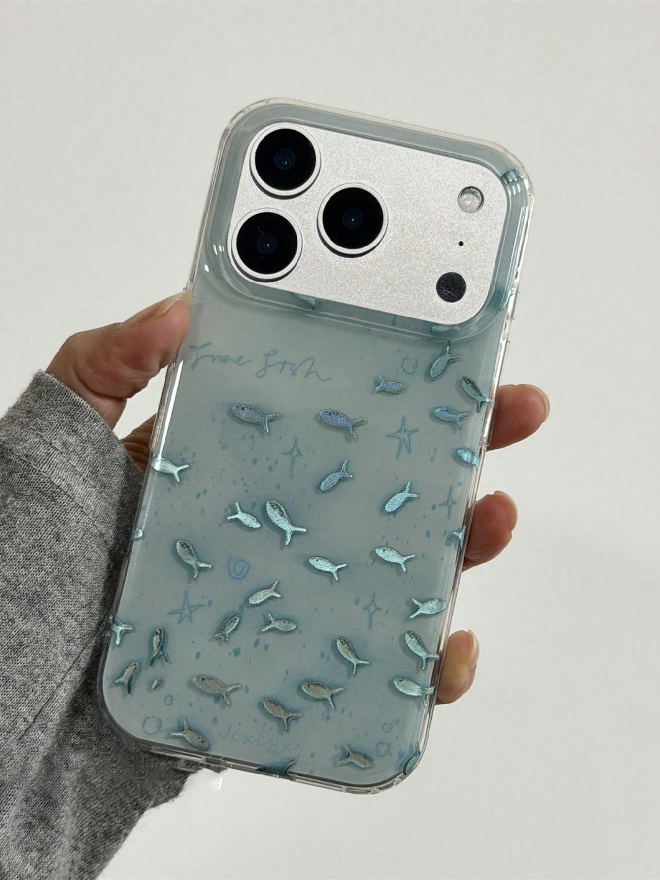 Fashionable Swirl Blue Fish Phone Case Compatible With IPhone 17 Pro Max, 17 Pro, 17, 16, 15, 14, 13, 12 Pro Max, 11, Laser Anti-Drop Protective Cover