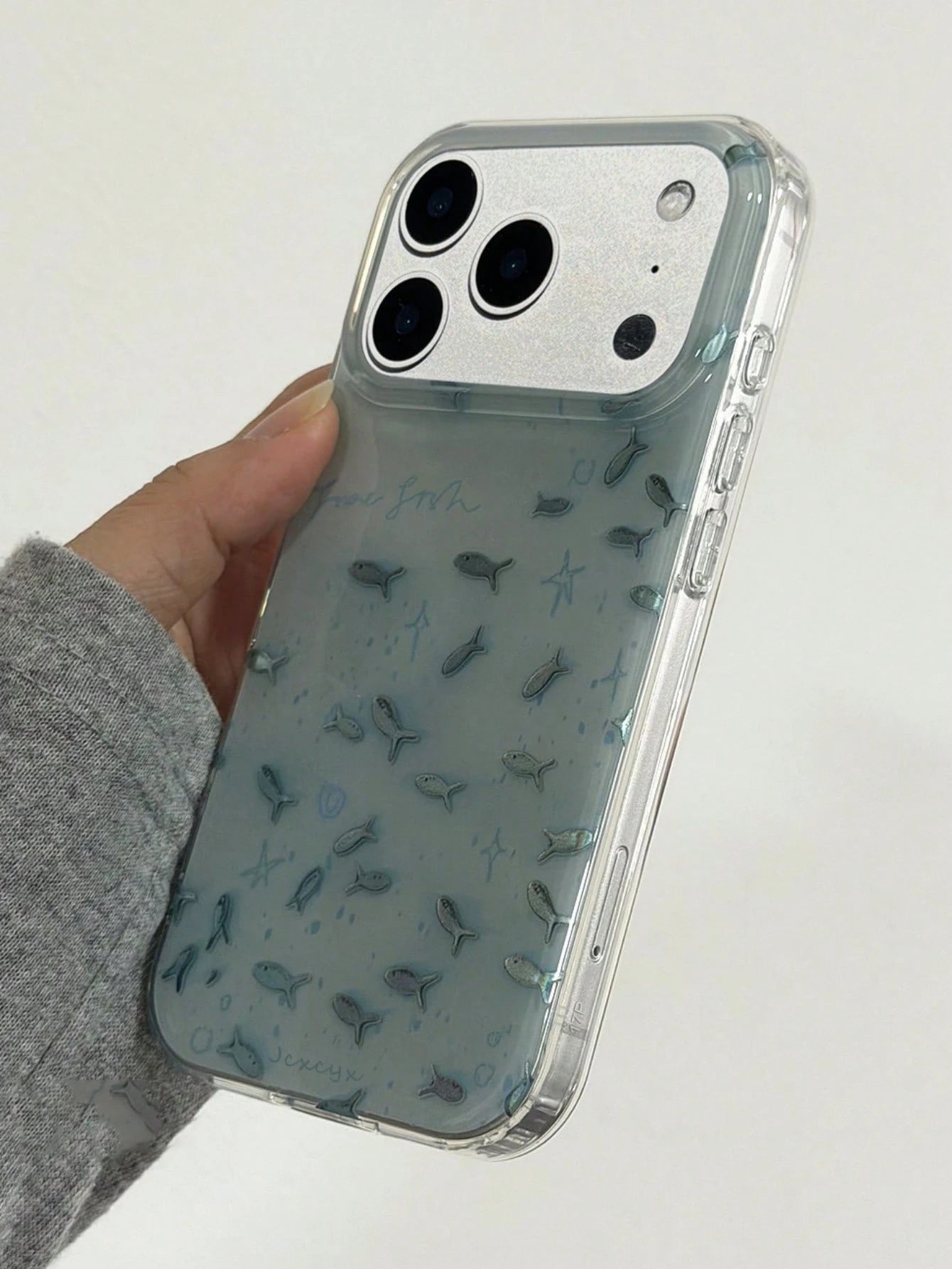 Fashionable Swirl Blue Fish Phone Case Compatible With IPhone 17 Pro Max, 17 Pro, 17, 16, 15, 14, 13, 12 Pro Max, 11, Laser Anti-Drop Protective Cover
