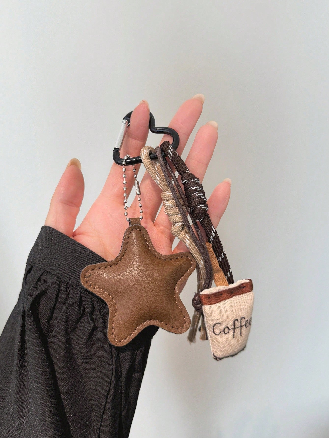 Fashionable & Unique Coffee Star Knot Bag Charm/Pendant Keychain Travel Portable Lightweight Durable Stylish For Home For Outdoor Daily Use Summer
