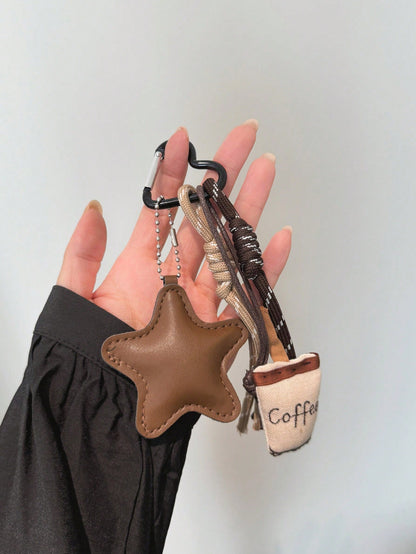 Fashionable & Unique Coffee Star Knot Bag Charm/Pendant Keychain Travel Portable Lightweight Durable Stylish For Home For Outdoor Daily Use Summer