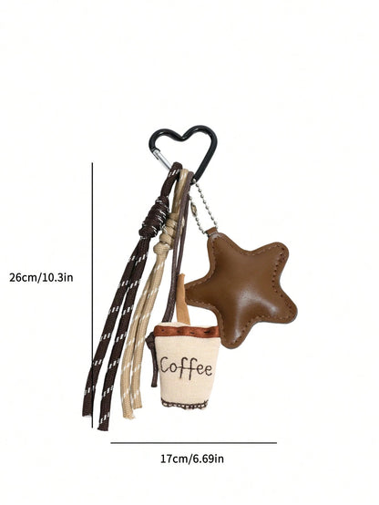 Fashionable & Unique Coffee Star Knot Bag Charm/Pendant Keychain Travel Portable Lightweight Durable Stylish For Home For Outdoor Daily Use Summer
