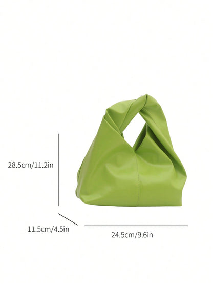 Fashionable Versatile Solid Color New PU Shoulder Bag, Casual Minimalist Textured Baguette Small Handbag For Women