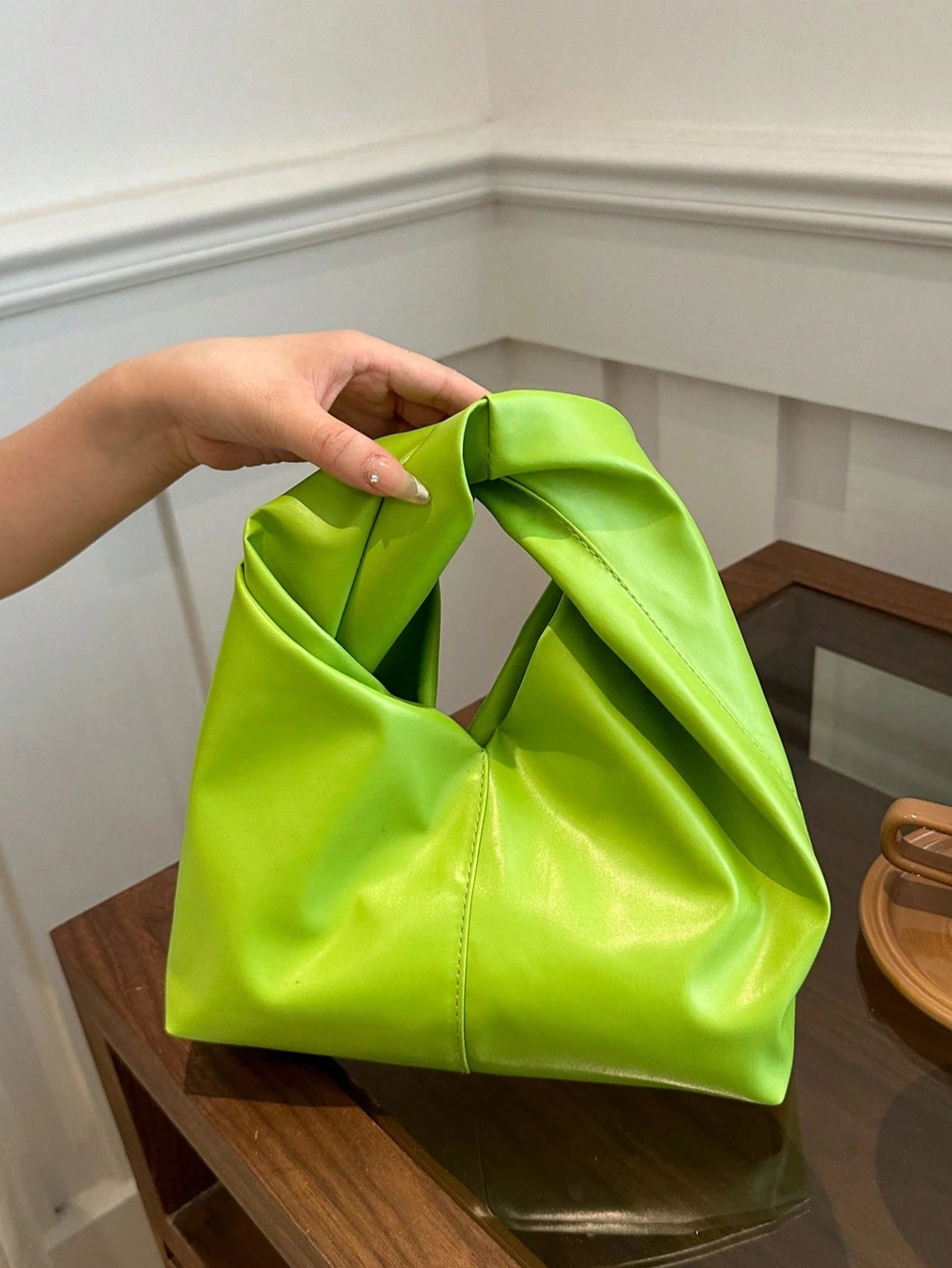 Fashionable Versatile Solid Color New PU Shoulder Bag, Casual Minimalist Textured Baguette Small Handbag For Women