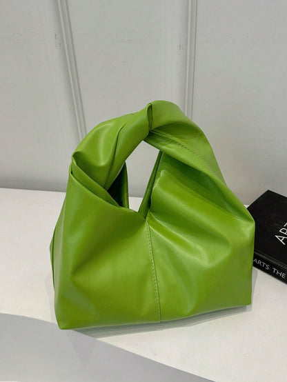 Fashionable Versatile Solid Color New PU Shoulder Bag, Casual Minimalist Textured Baguette Small Handbag For Women