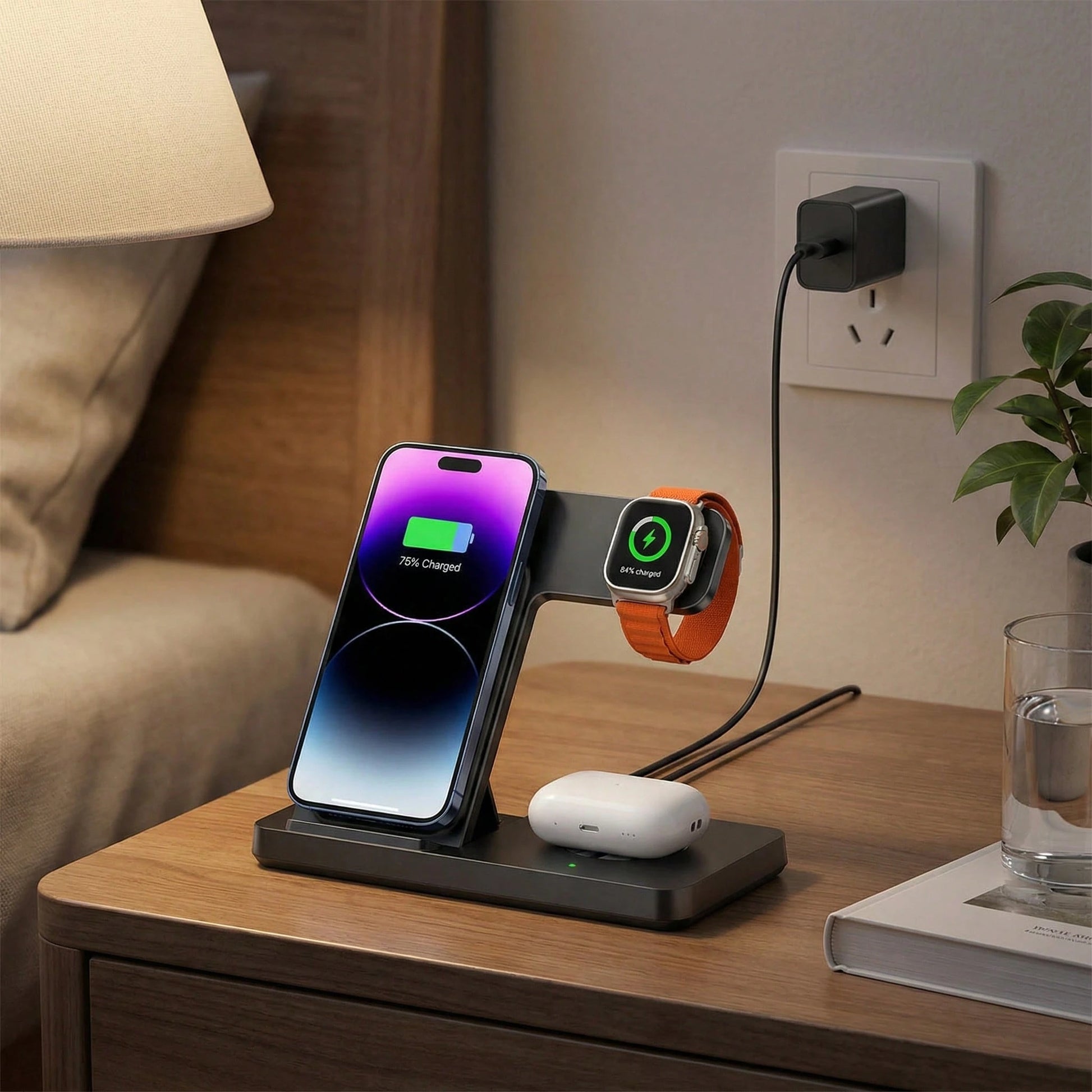 Fast Charging 3-In-1 Wireless Charging Stand, 15W Wireless Charger 3-In-1 Wireless Charging Stand, Fast Charging Dock Compatible With IPhone 17/16/15/14/13/12/11/Pro/Max/XS/XR/X/8/Plus, 11/10/9/8/7/6
