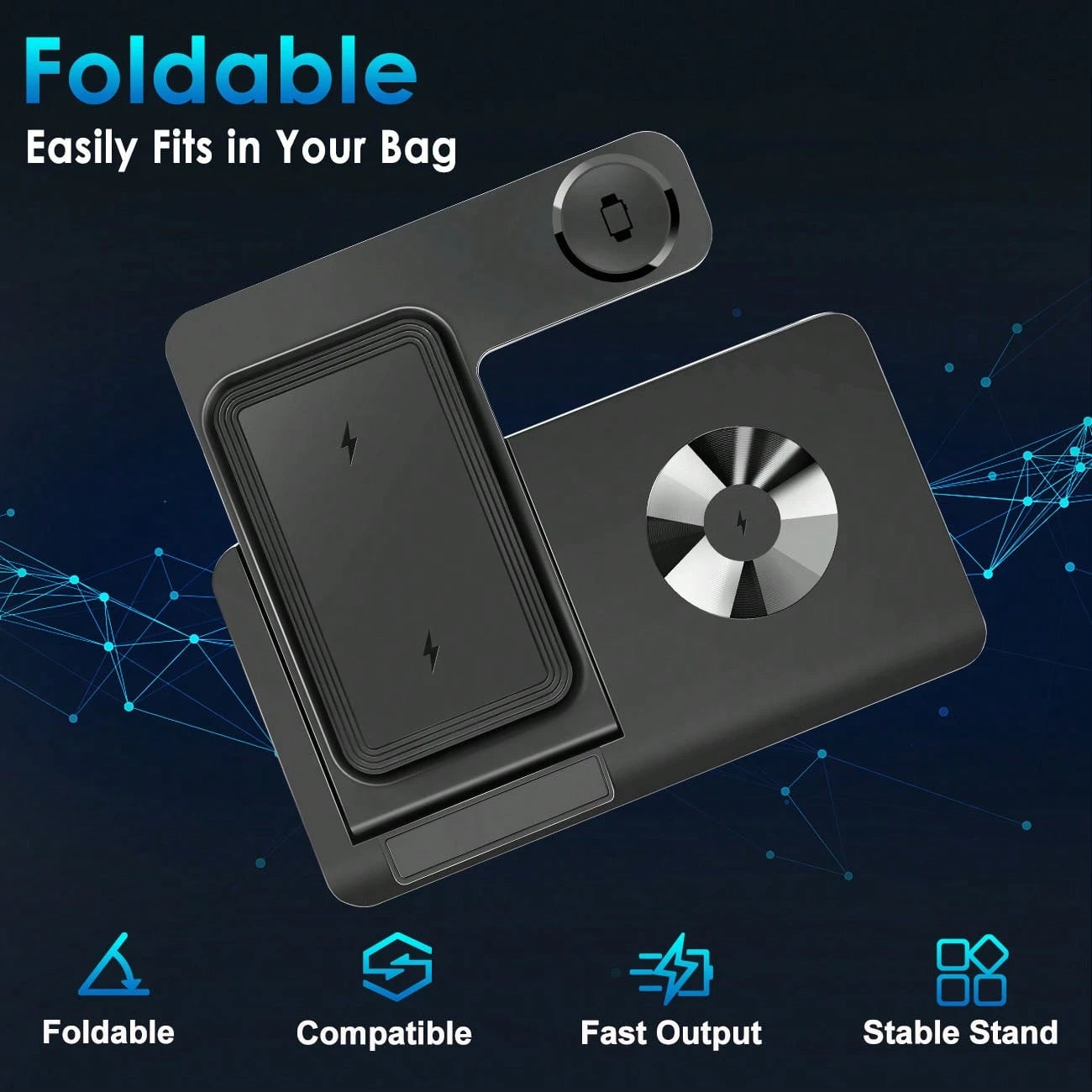 Fast Charging 3-In-1 Wireless Charging Stand, 15W Wireless Charger 3-In-1 Wireless Charging Stand, Fast Charging Dock Compatible With IPhone 17/16/15/14/13/12/11/Pro/Max/XS/XR/X/8/Plus, 11/10/9/8/7/6