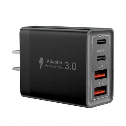 Fast Charging Multi-Port Power Strip Style Wall Charger 2A2C USB C Plug Fast Charge 40W 4-Port Multi USB Charger Plug US Dual Port PD Power Adapter +QC Wall Plug Multiport Mains Type C Charging Plug V