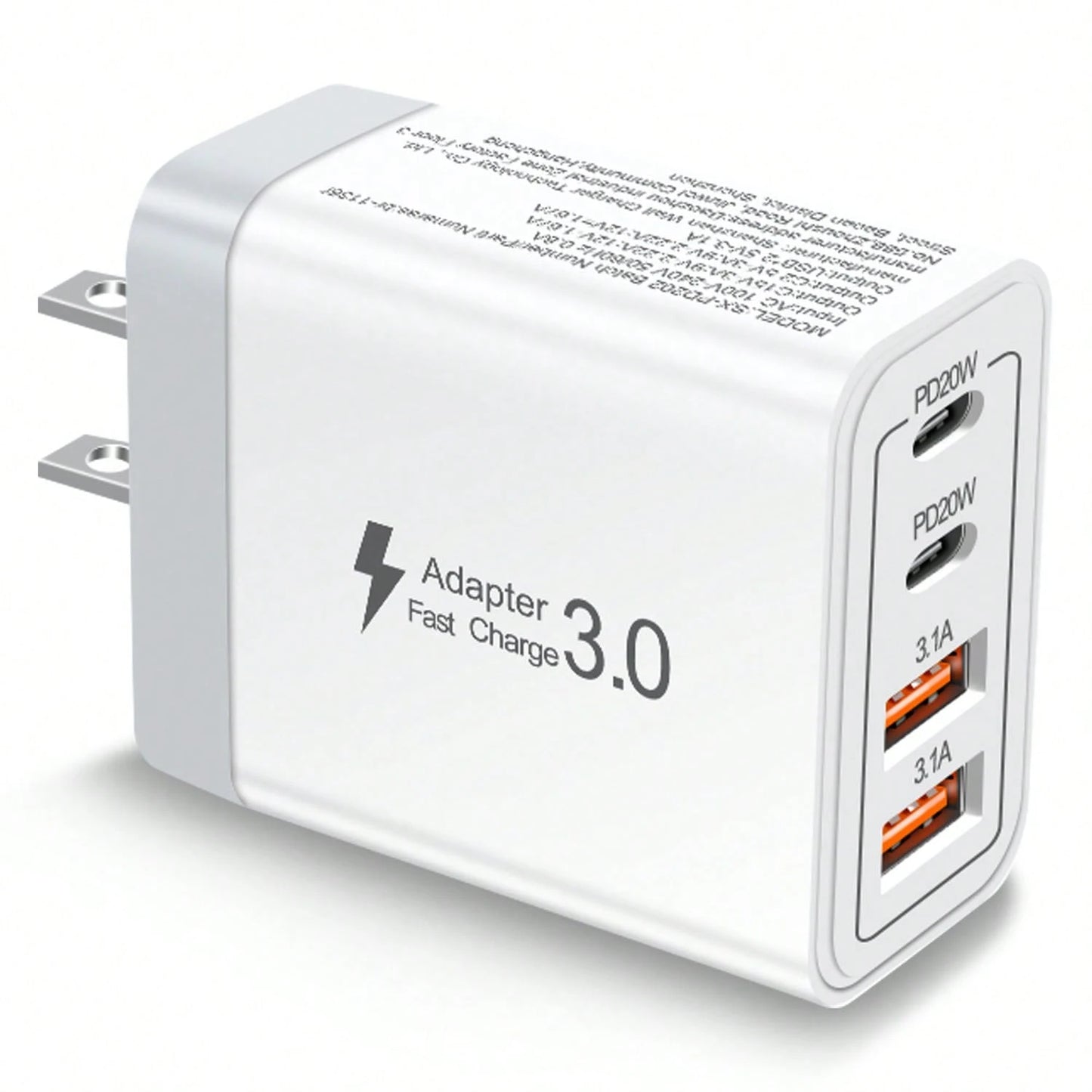 Fast Charging Multi-Port Power Strip Style Wall Charger 2A2C USB C Plug Fast Charge 40W 4-Port Multi USB Charger Plug US Dual Port PD Power Adapter +QC Wall Plug Multiport Mains Type C Charging Plug V