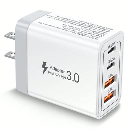 Fast Charging Multi-Port Power Strip Style Wall Charger 2A2C USB C Plug Fast Charge 40W 4-Port Multi USB Charger Plug US Dual Port PD Power Adapter +QC Wall Plug Multiport Mains Type C Charging Plug V