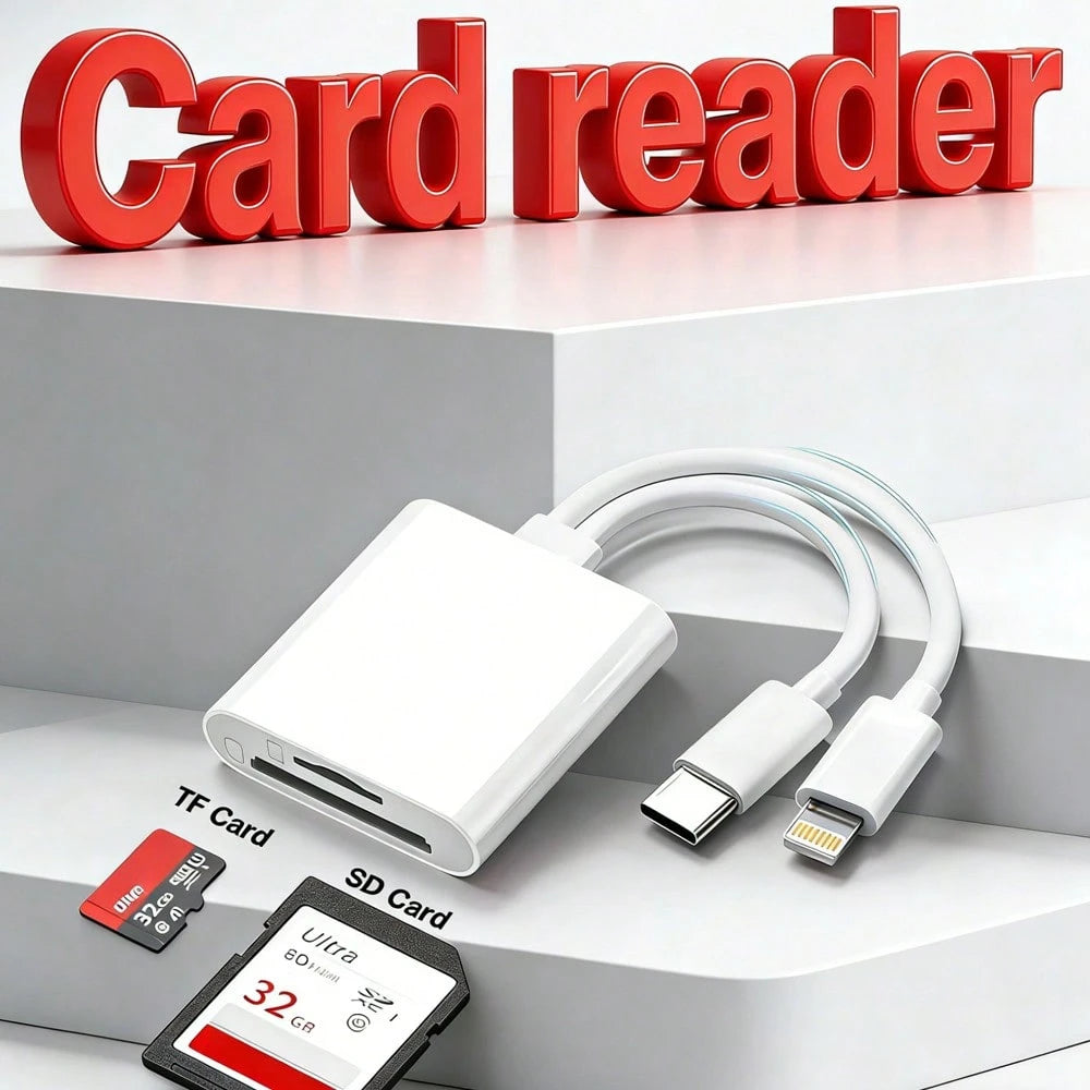 Fast Charging SD Card Reader With Dual Slots Compatible With Iphone/ Camera, Supports SD And TF Cards, Camera Viewer, Portable SD Card Adapter Compatible With IPhone 17/16/15/14/13/12/11/XS/XR, Series