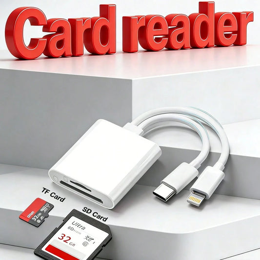 Fast Charging SD Card Reader With Dual Slots Compatible With Iphone/ Camera, Supports SD And TF Cards, Camera Viewer, Portable SD Card Adapter Compatible With IPhone 17/16/15/14/13/12/11/XS/XR, Series