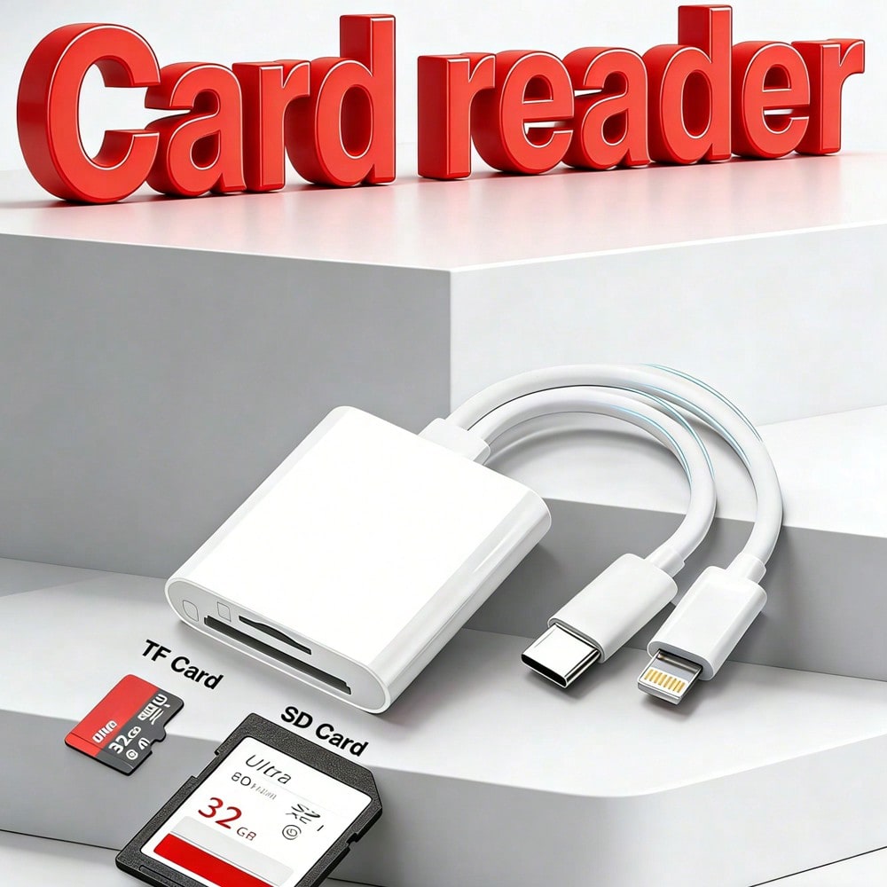 Fast Charging SD Card Reader With Dual Slots Compatible With Iphone/ Camera, Supports SD And TF Cards, Camera Viewer, Portable SD Card Adapter Compatible With IPhone 17/16/15/14/13/12/11/XS/XR, Series