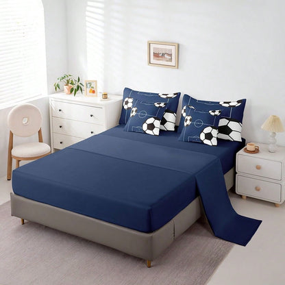 Feelyou 7pcs Football Comforter Set,Soccer Ball Pattern Bedding Set,Include 1 Comforter+1 Flat Sheet+1 Fitted Sheet+2 Pillowcases+2 Pillowsham,For Twin,Full,King,Queen Bed Sizes,Bed In A Bag,Super Sof