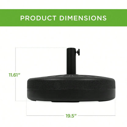 Fillable Umbrella Base Stand Round Sunburst Plastic Patio Umbrella Base Stand, Pole Holder For Outdoor, Lawn W/ 55lbs Weight Capacity, Adjustment Knob