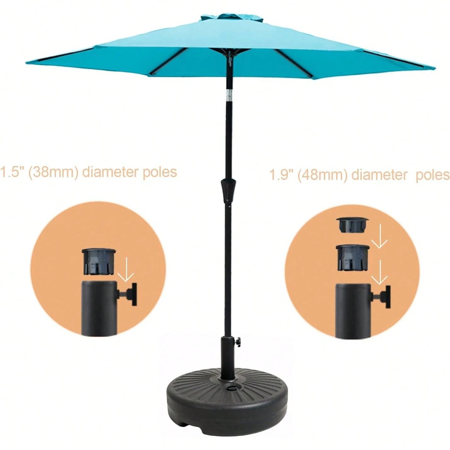 Fillable Umbrella Base Stand Round Sunburst Plastic Patio Umbrella Base Stand, Pole Holder For Outdoor, Lawn W/ 55lbs Weight Capacity, Adjustment Knob