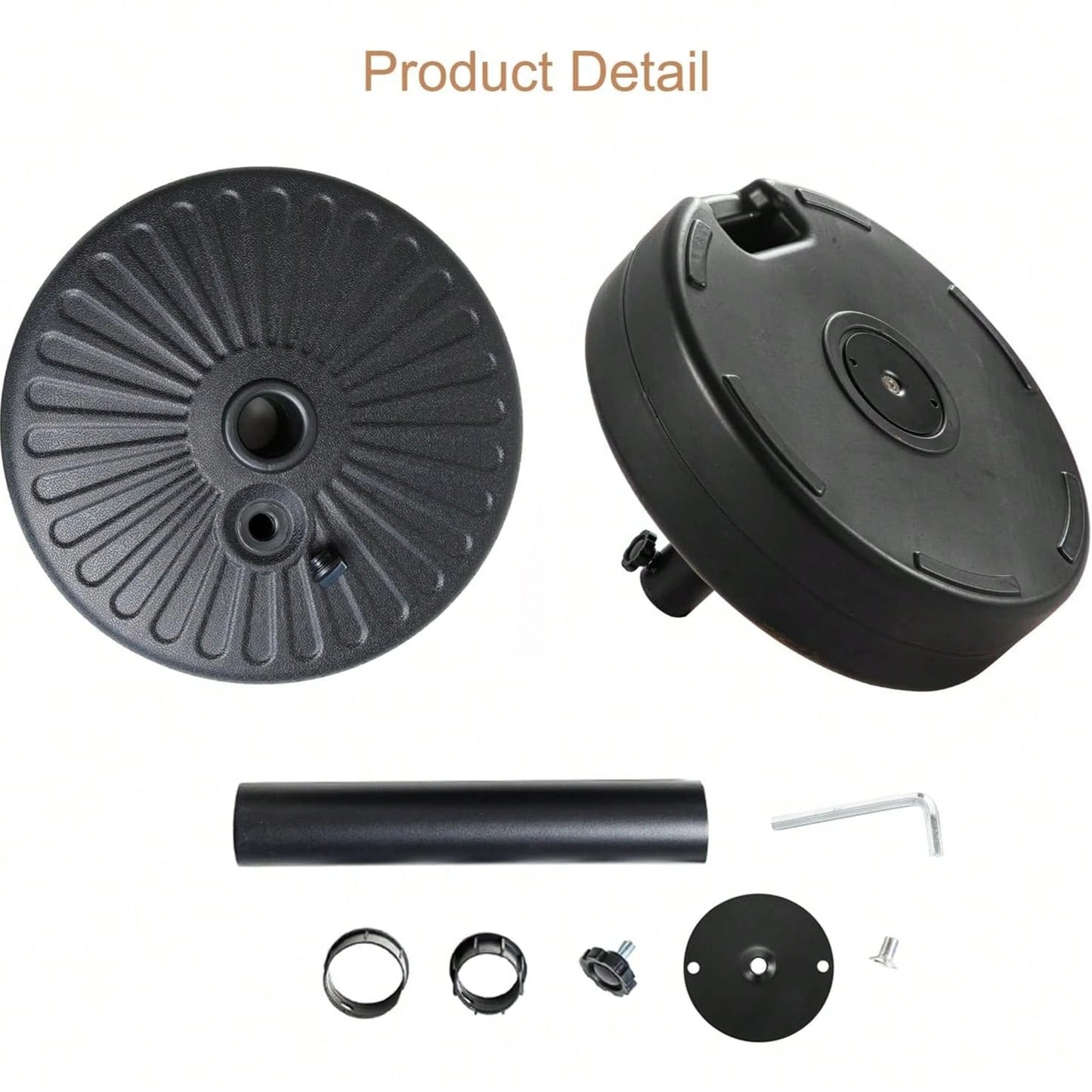 Fillable Umbrella Base Stand Round Sunburst Plastic Patio Umbrella Base Stand, Pole Holder For Outdoor, Lawn W/ 55lbs Weight Capacity, Adjustment Knob