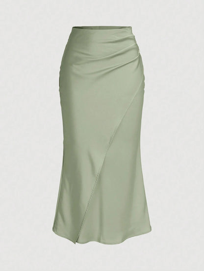 Firerie Elegant Solid Color Satin Wrap Mermaid Skirt,,Formal Dresses For Wedding Guest,Soft Romance
