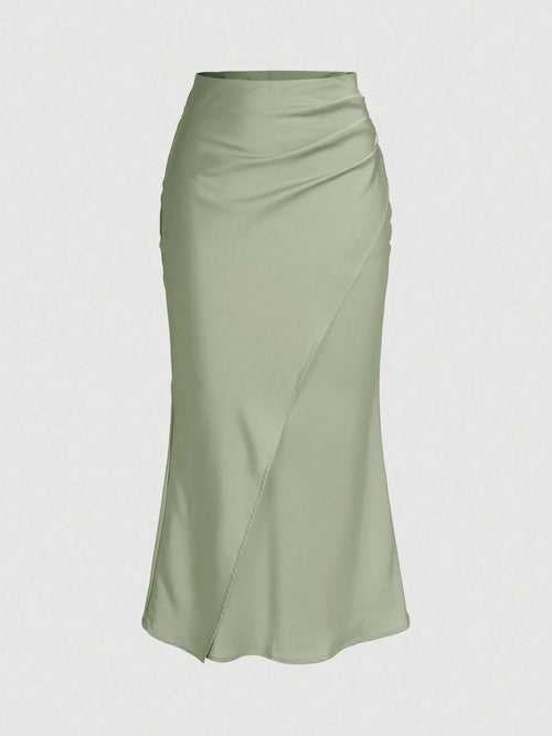 Firerie Elegant Solid Color Satin Wrap Mermaid Skirt,,Formal Dresses For Wedding Guest,Soft Romance