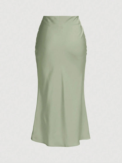Firerie Elegant Solid Color Satin Wrap Mermaid Skirt,,Formal Dresses For Wedding Guest,Soft Romance