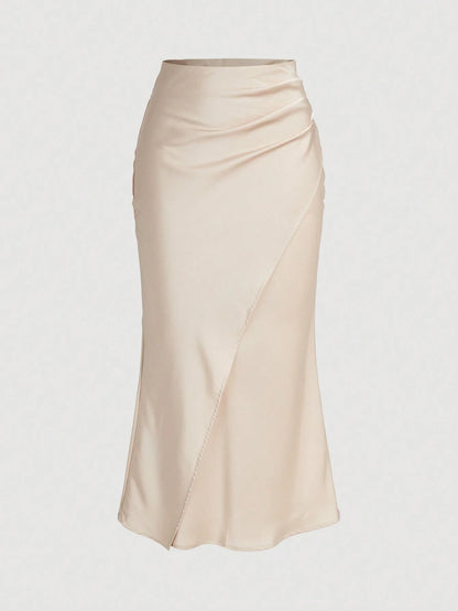 Firerie Elegant Solid Color Satin Wrap Mermaid Skirt,,Formal Dresses For Wedding Guest,Soft Romance