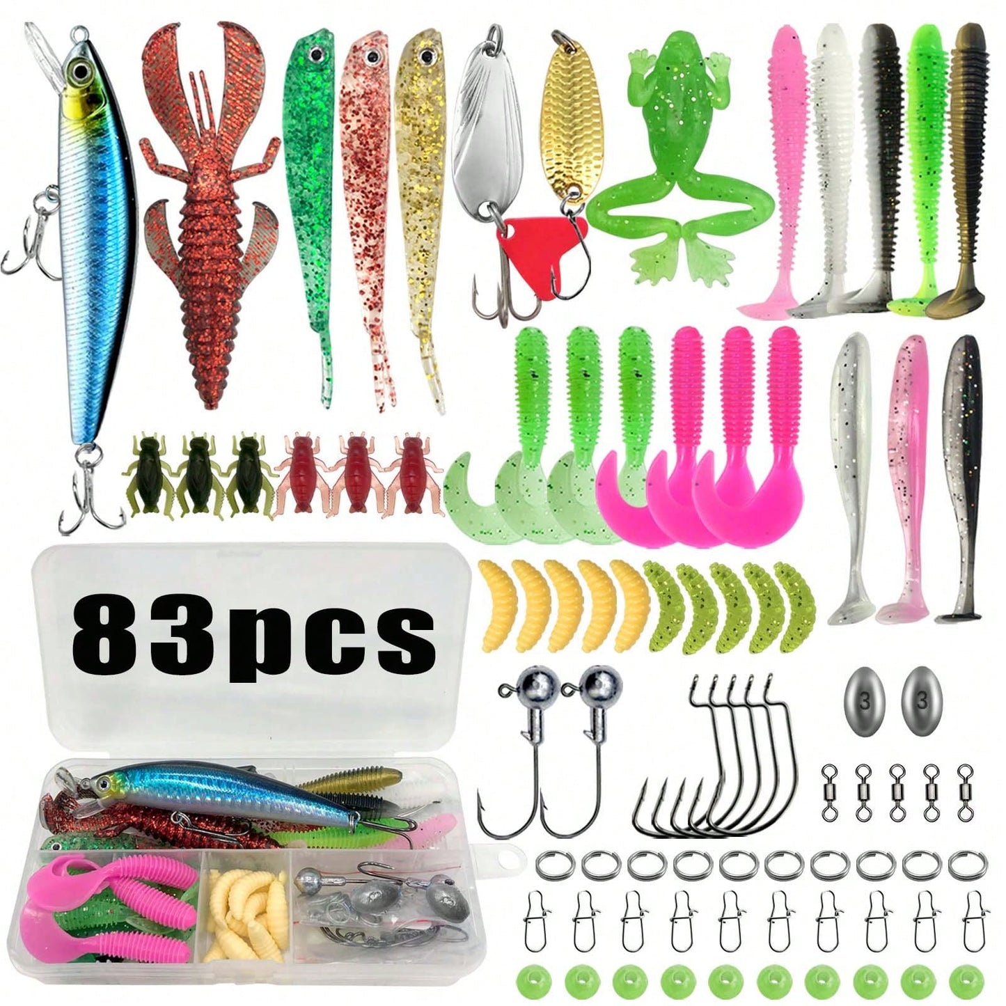 Fishing Lures Kit 30/83/133/110/139/302pcs/Set For Topwater Bait Rigs Tackle Kit For Bass Trout Salmon Fishing Accessories Far Throw Lure Set