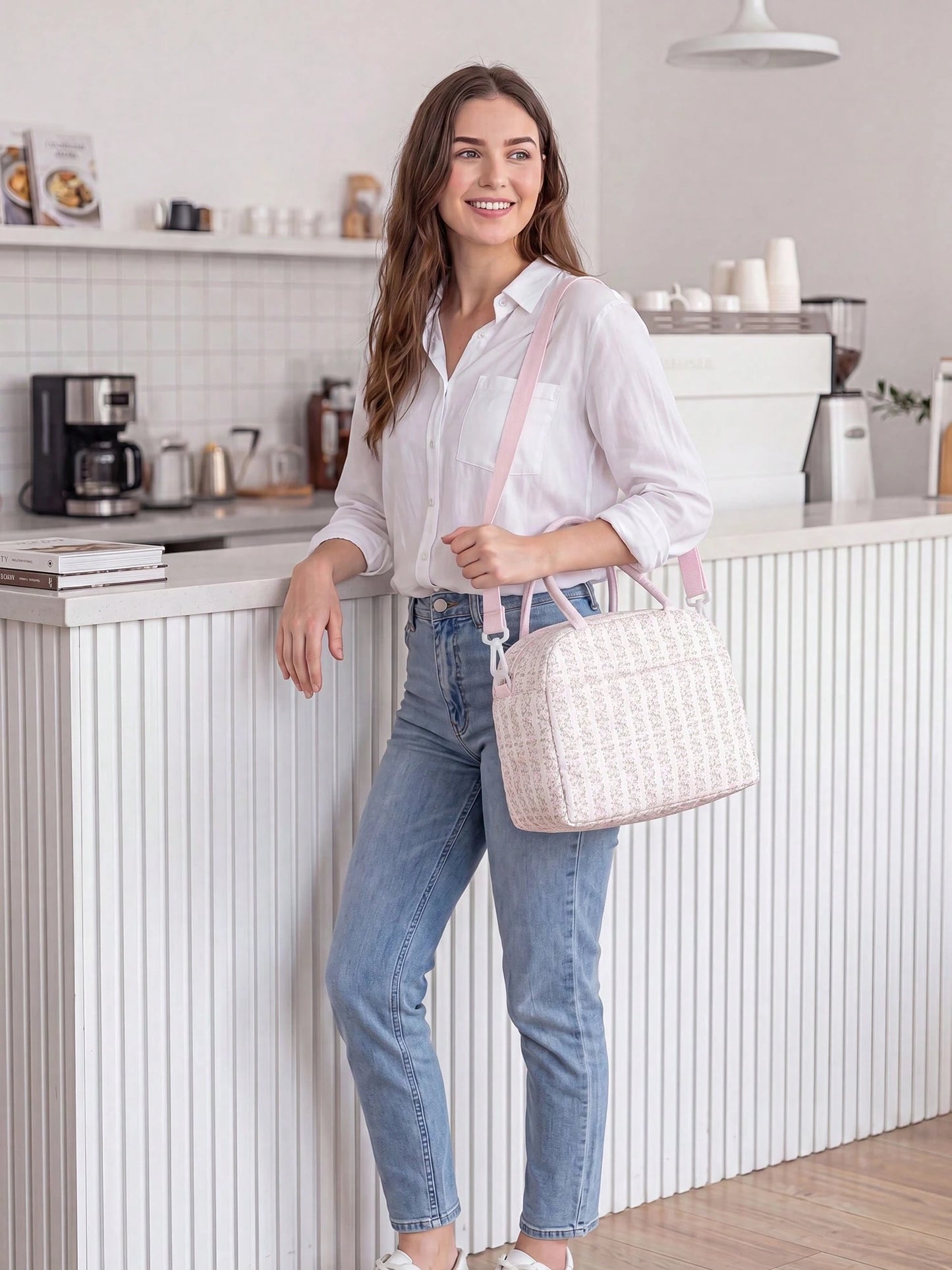 Floral Coquette Insulated Lunch Bag For Women, Quilted Leakproof Thermal Lunch Tote, Large Capacity Cooler Handbag For Work, School, Picnic & Travel