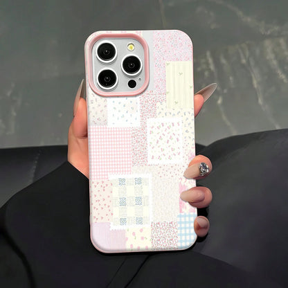 Floral Patchwork Mobile Phone Case, Designed With Delicate Flowers And Pastel Colors, Suitable For IPhone 16, 15, 14, 13, 12 And 11 Pro Models, Made Of TPU Material, And Provides Shockproof Protection