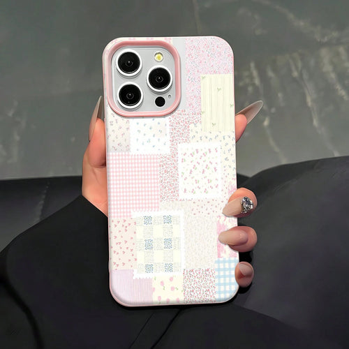 Floral Patchwork Mobile Phone Case, Designed With Delicate Flowers And Pastel Colors, Suitable For IPhone 16, 15, 14, 13, 12 And 11 Pro Models, Made Of TPU Material, And Provides Shockproof Protection