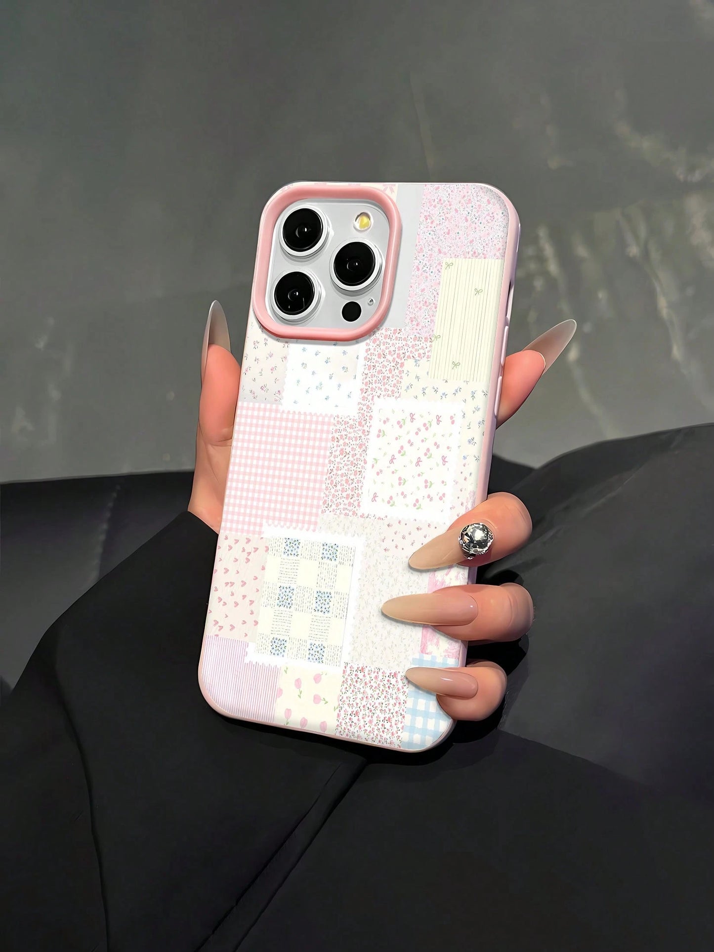Floral Patchwork Mobile Phone Case, Designed With Delicate Flowers And Pastel Colors, Suitable For IPhone 16, 15, 14, 13, 12 And 11 Pro Models, Made Of TPU Material, And Provides Shockproof Protection