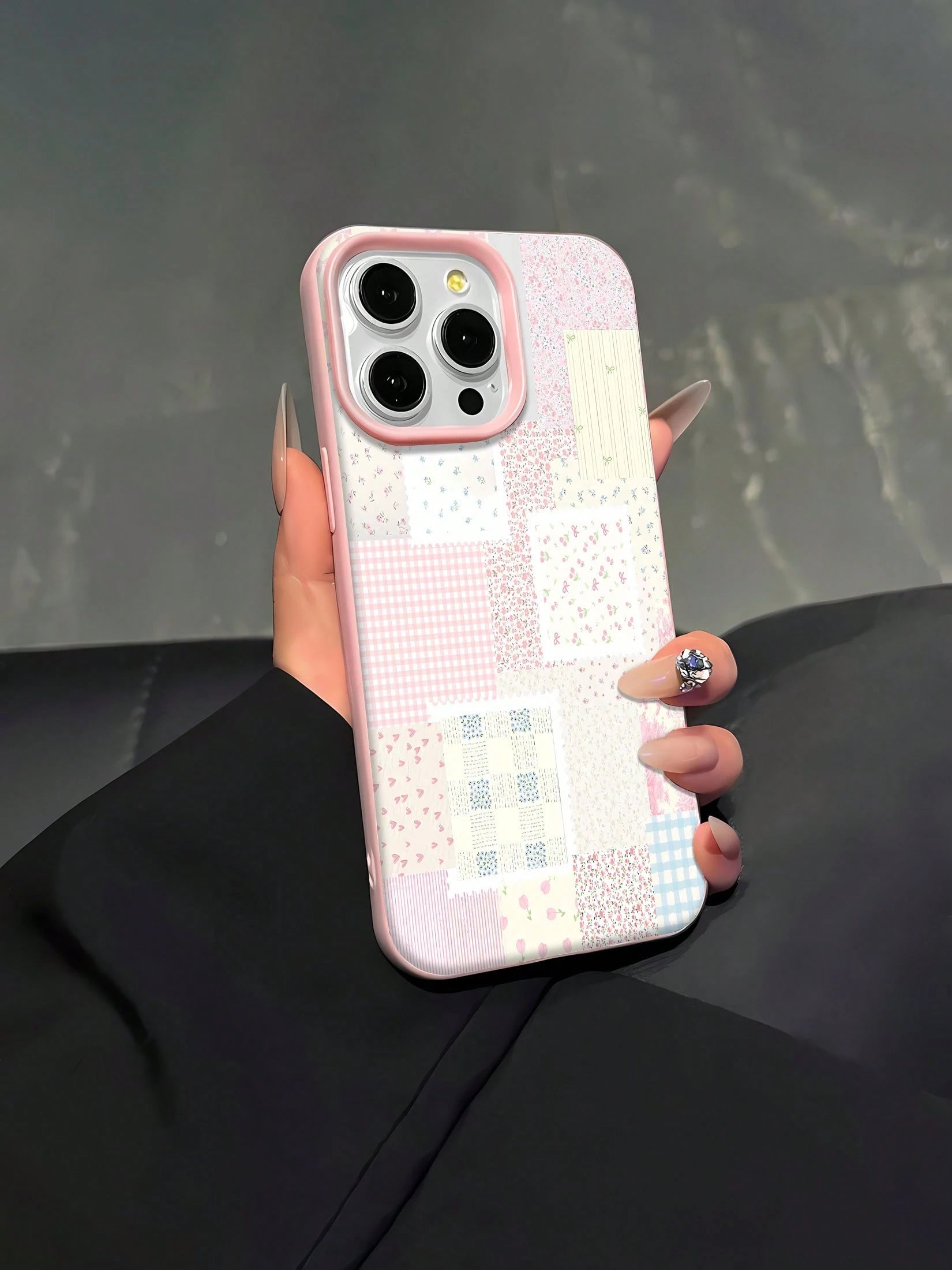 Floral Patchwork Mobile Phone Case, Designed With Delicate Flowers And Pastel Colors, Suitable For IPhone 16, 15, 14, 13, 12 And 11 Pro Models, Made Of TPU Material, And Provides Shockproof Protection