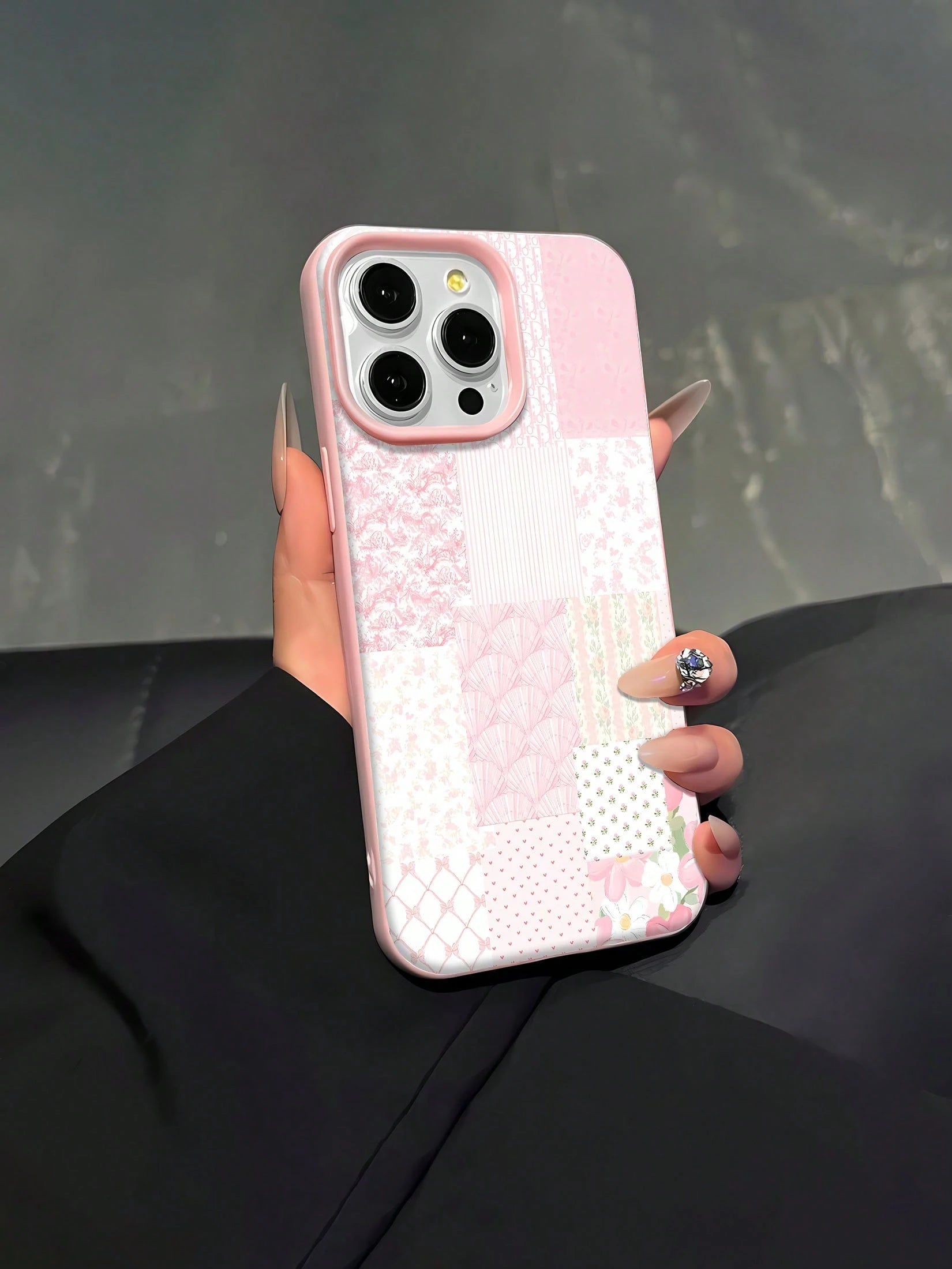 Floral Patchwork Mobile Phone Case, Designed With Delicate Flowers And Pastel Colors, Suitable For IPhone 16, 15, 14, 13, 12 And 11 Pro Models, Made Of TPU Material, And Provides Shockproof Protection