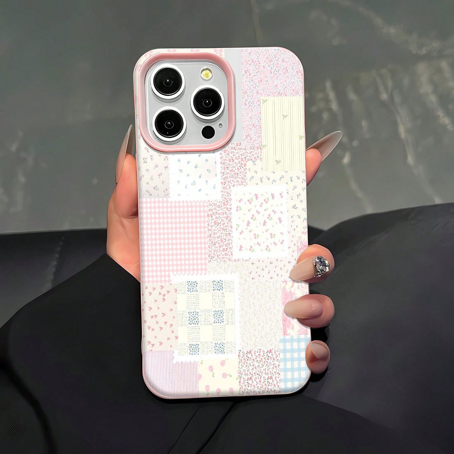 Floral Patchwork Mobile Phone Case, Designed With Delicate Flowers And Pastel Colors, Suitable For IPhone 16, 15, 14, 13, 12 And 11 Pro Models, Made Of TPU Material, And Provides Shockproof Protection