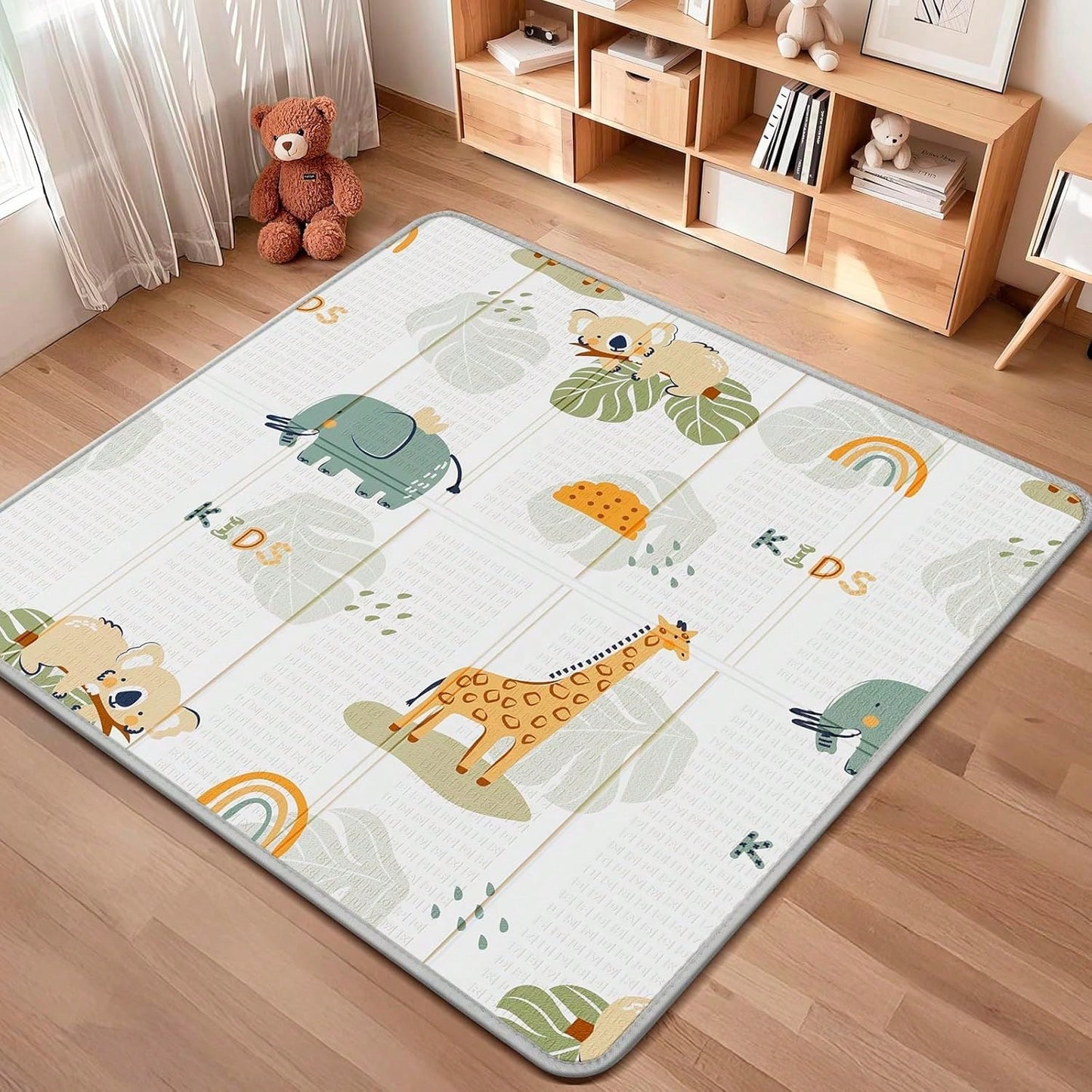 Foldable Baby Play Mat, Waterproof Foam Floor Mat For Tummy Time, 50x50 Reversible Portable Playpen Pad For Infant & Toddler