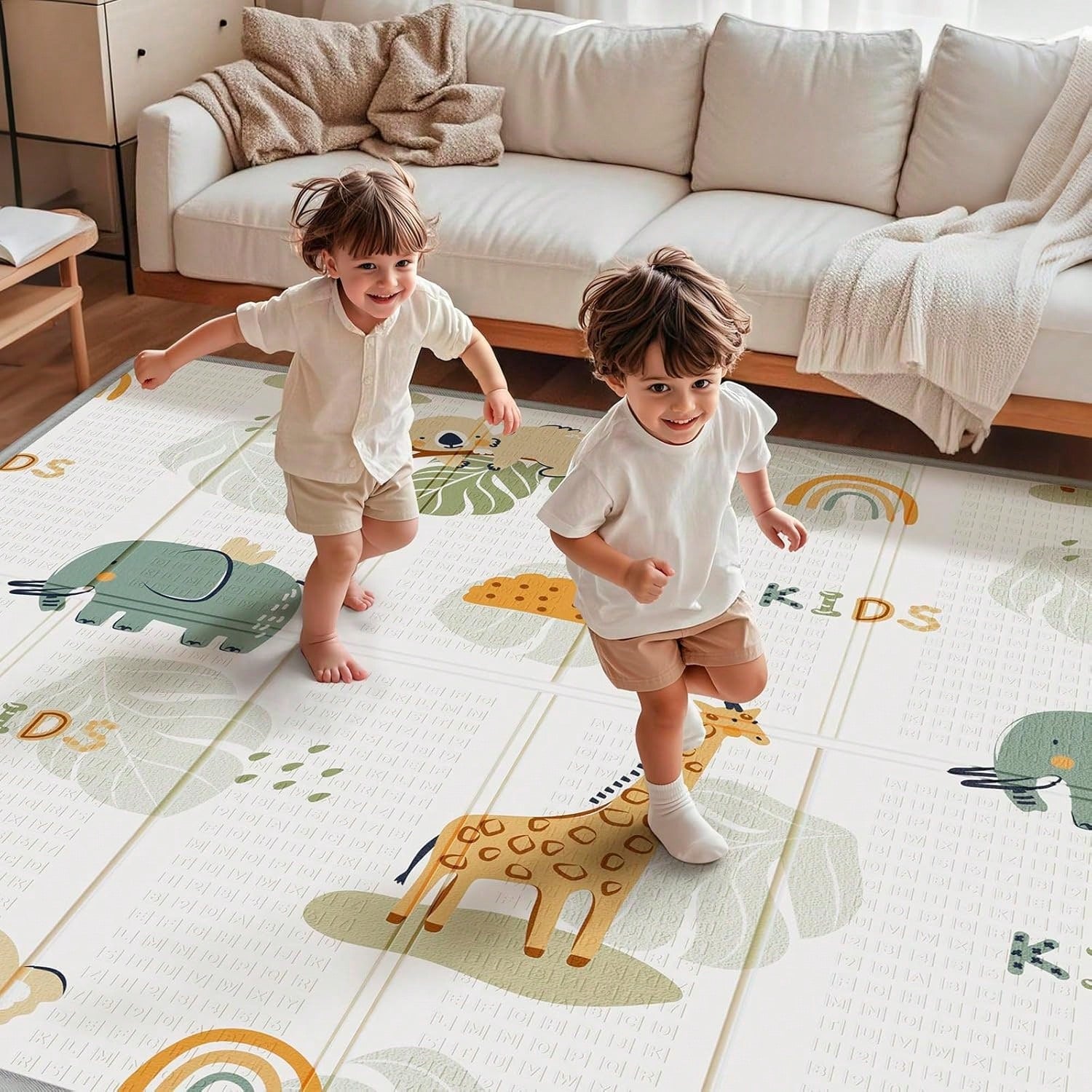 Foldable Baby Play Mat, Waterproof Foam Floor Mat For Tummy Time, 50x50 Reversible Portable Playpen Pad For Infant & Toddler