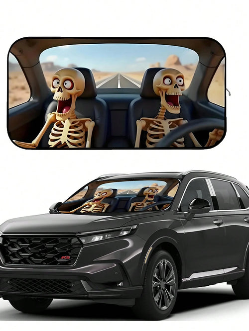 Foldable Car Windshield Sun Shade, Funny Cartoon Stylish Windshield Sun Visor Protector, Fits Most Sedans, SUVs, Trucks, Pickups, Protects Your Vehicle From UV Damage