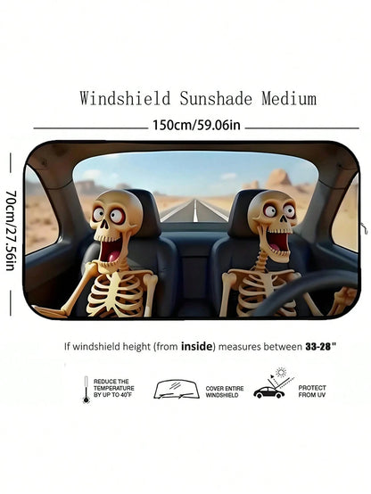 Foldable Car Windshield Sun Shade, Funny Cartoon Stylish Windshield Sun Visor Protector, Fits Most Sedans, SUVs, Trucks, Pickups, Protects Your Vehicle From UV Damage